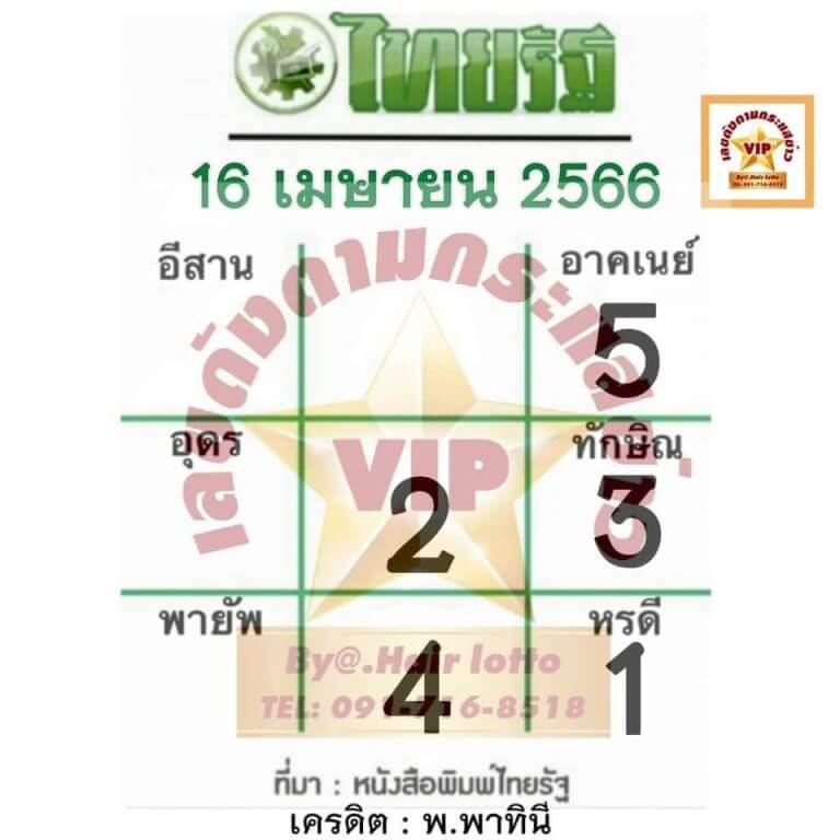 หวยสด ไทยรัฐ 16/4/66