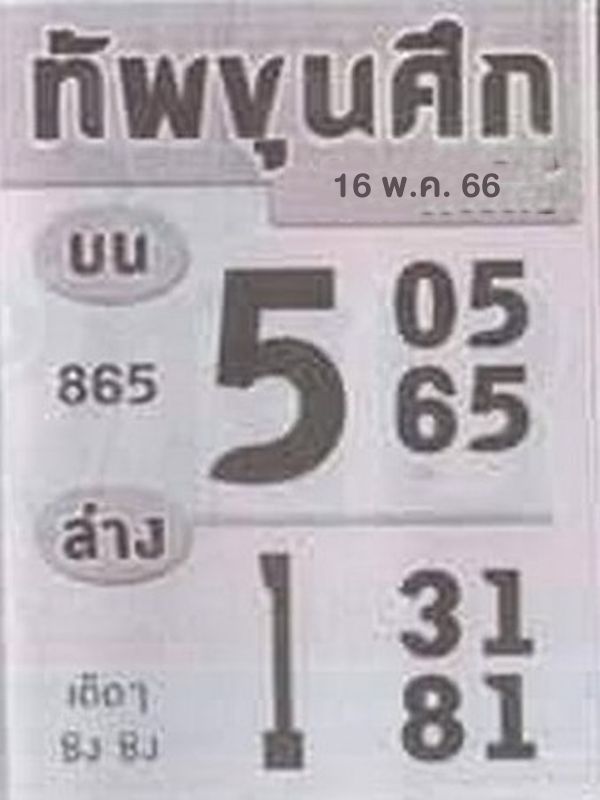 ตรวจหวย ทัพขุนศึก 16/5/66